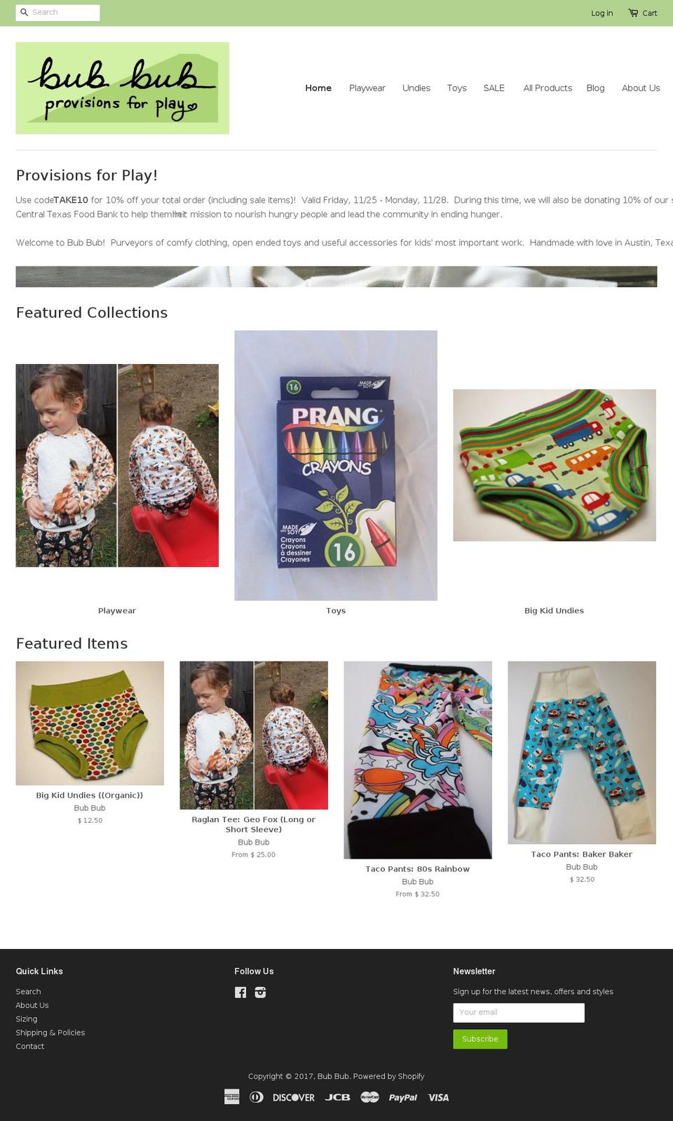 bubbubshop.com shopify website screenshot