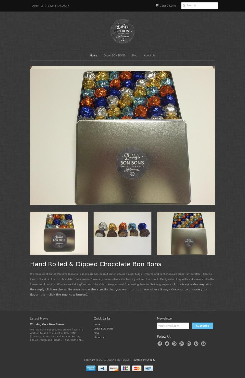 bubbysbonbons.com shopify website screenshot