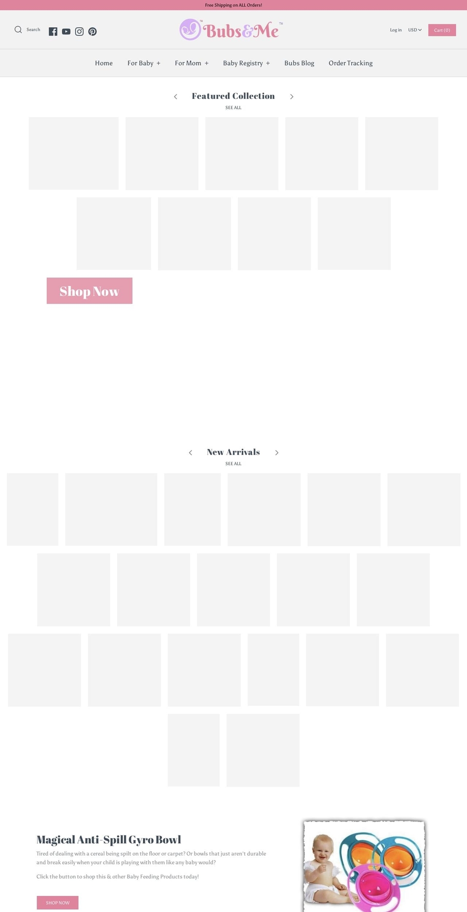 bubsandme.com — Shopify storefront screenshot