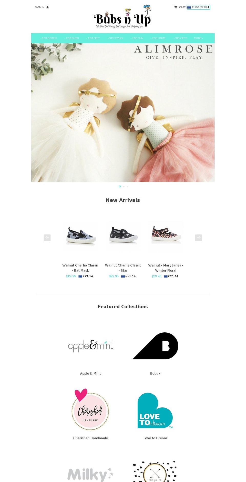 bubsnup.com shopify website screenshot