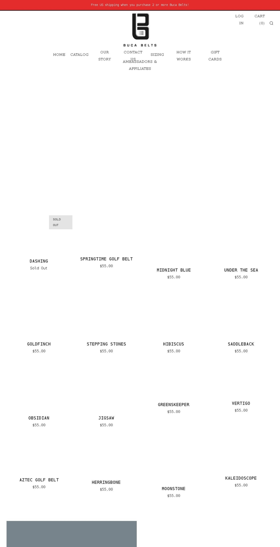 bucabelts.com shopify website screenshot