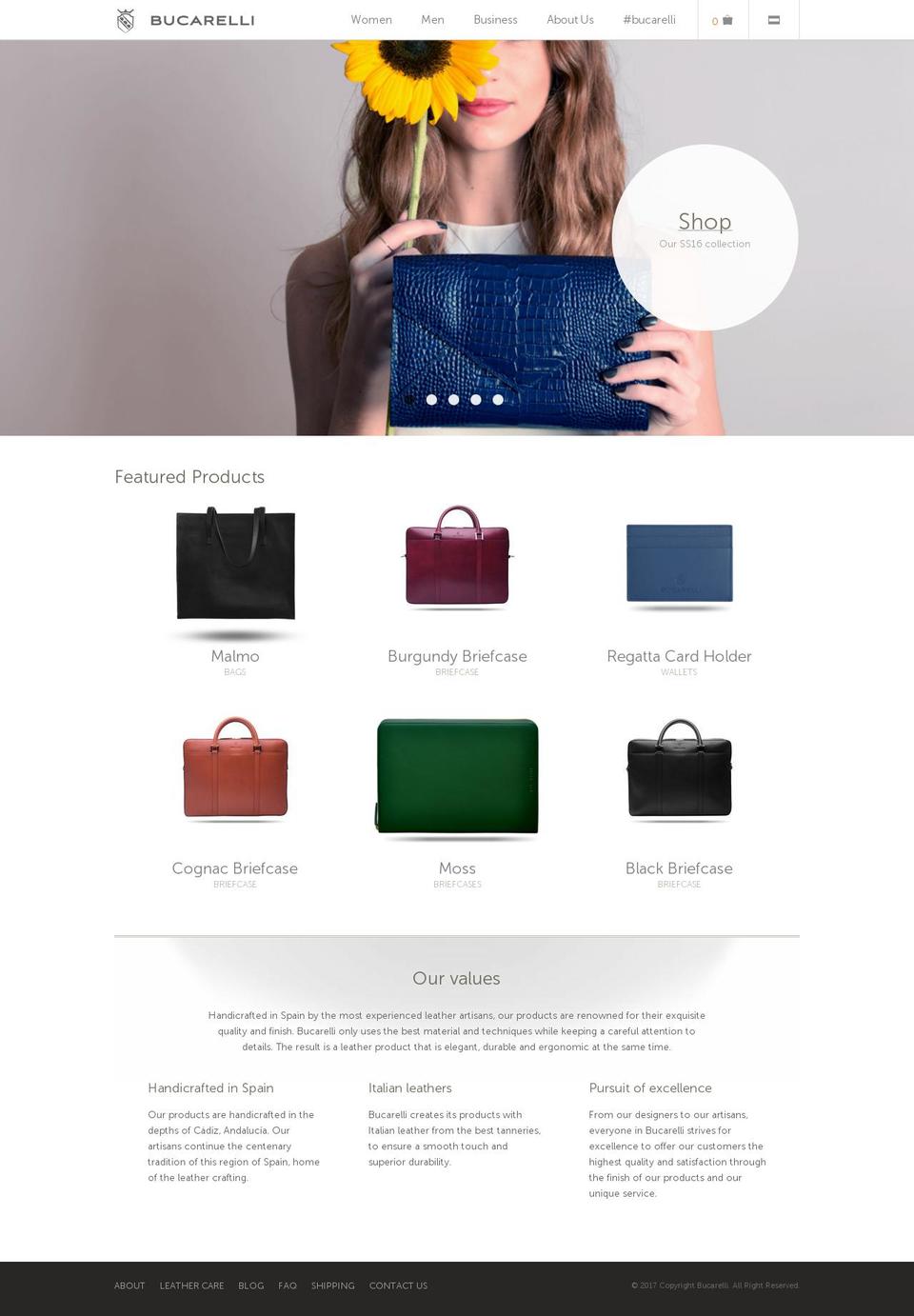 bucarelli.com shopify website screenshot