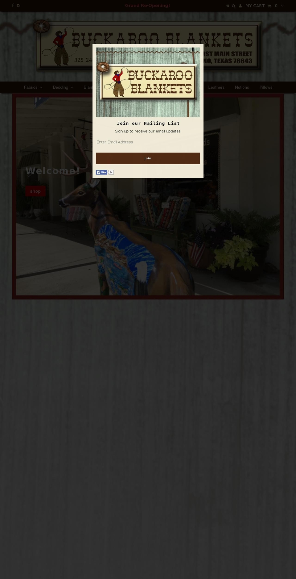 buckarooblankets.com shopify website screenshot