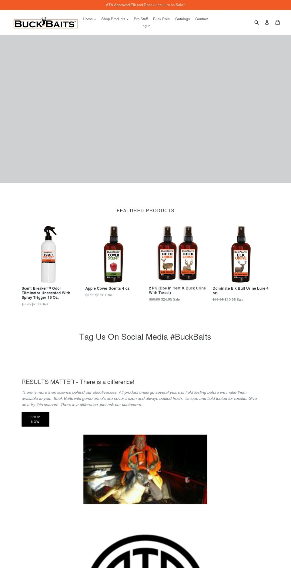 buckbaits.com shopify website screenshot