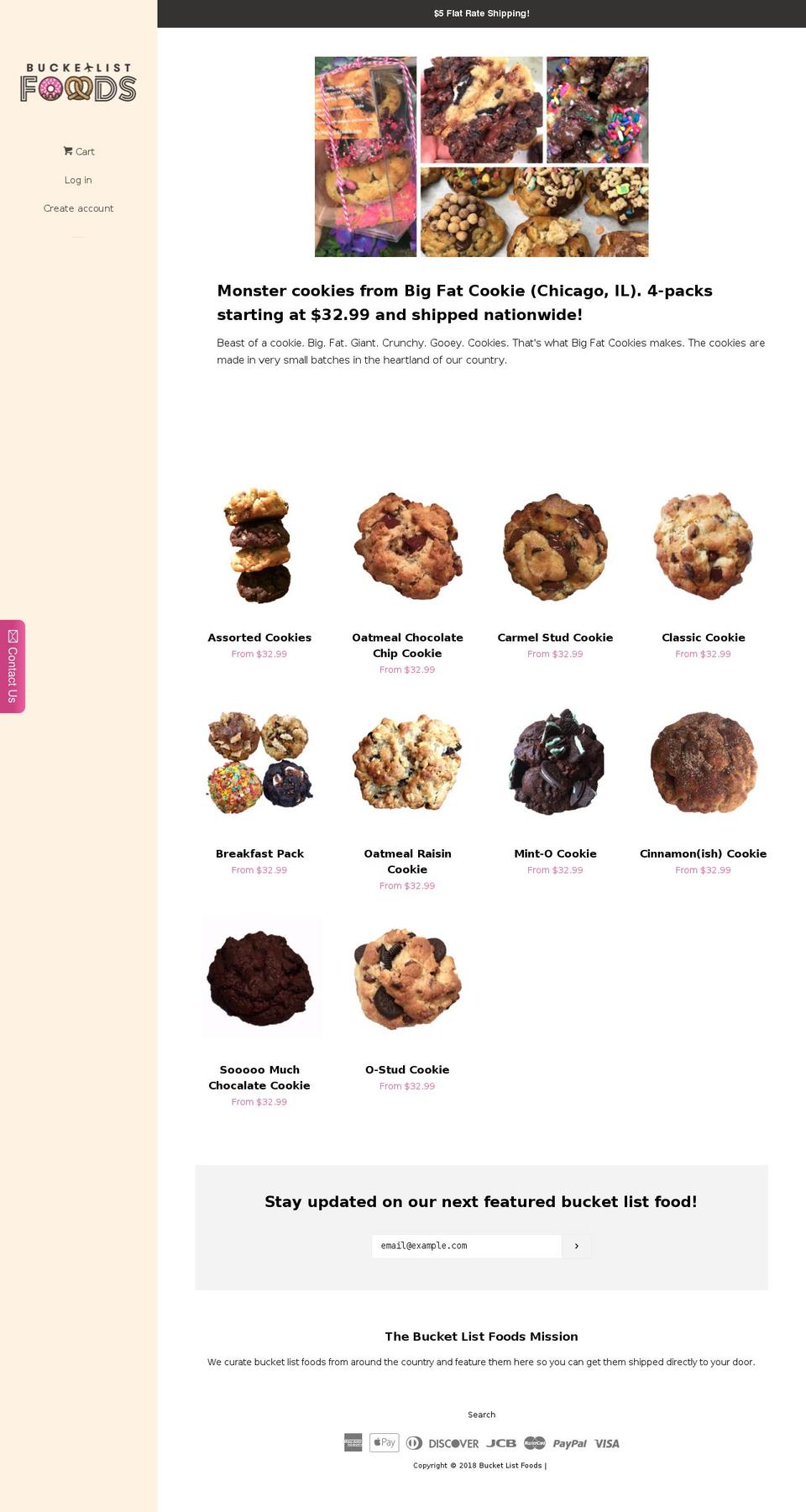 bucketlistfoods.com shopify website screenshot
