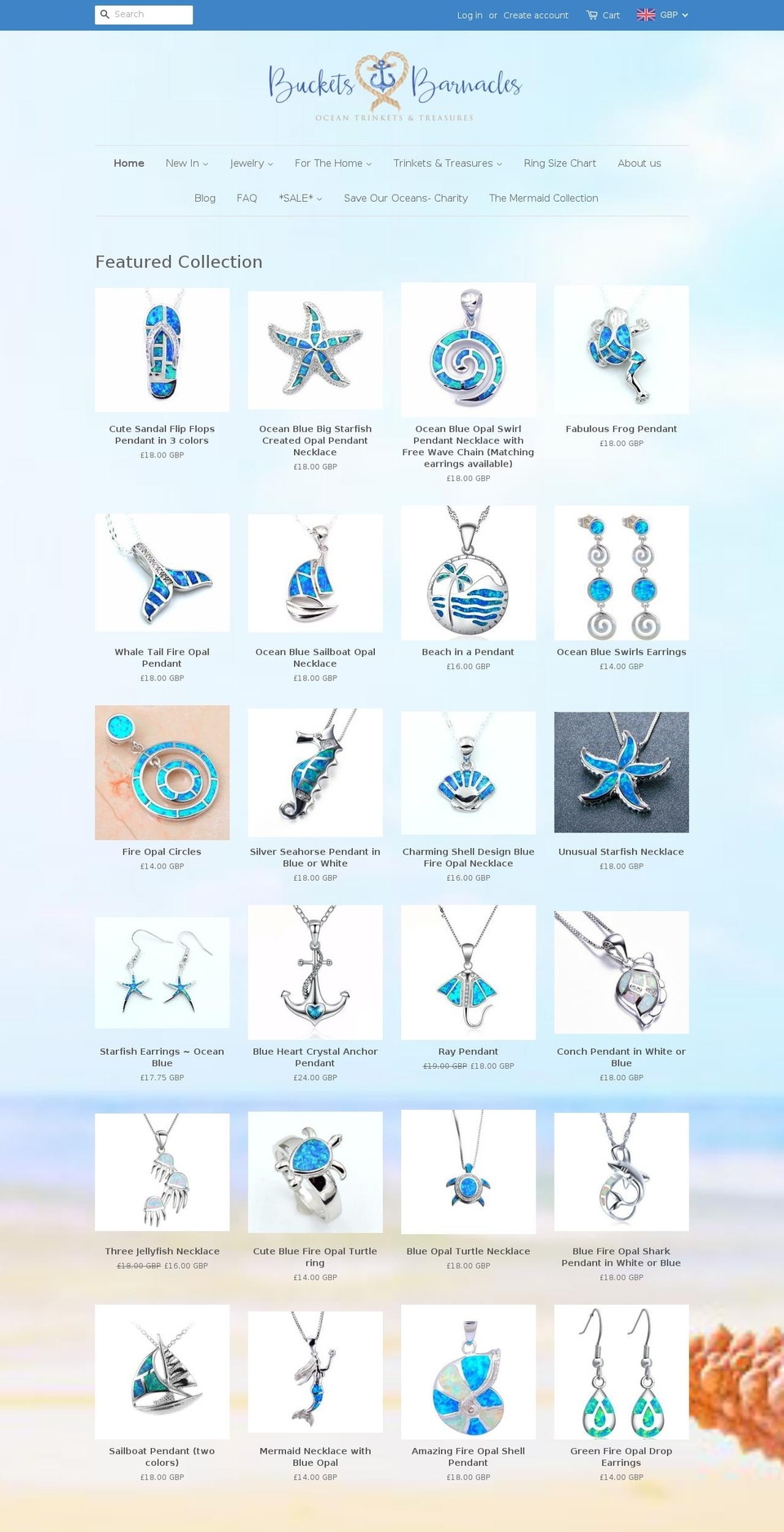 bucketsandbarnacles.com — Shopify storefront screenshot