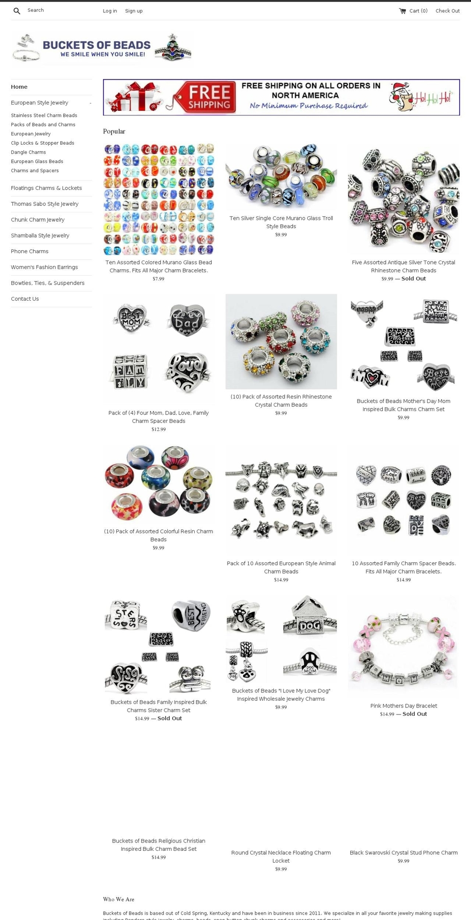 bucketsofbeads.com shopify website screenshot