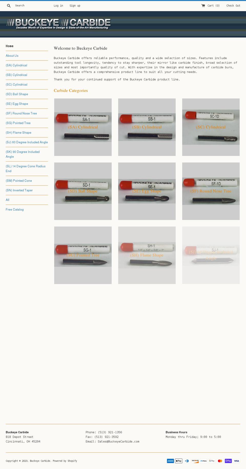 buckeyecarbide.com shopify website screenshot