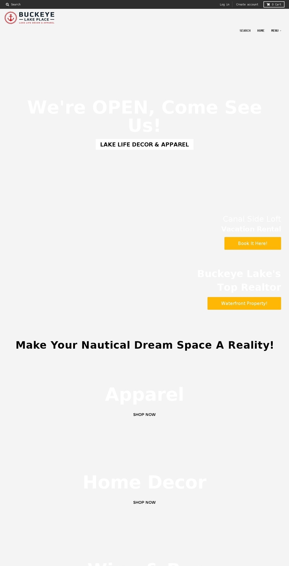 buckeyelakeplace.com shopify website screenshot