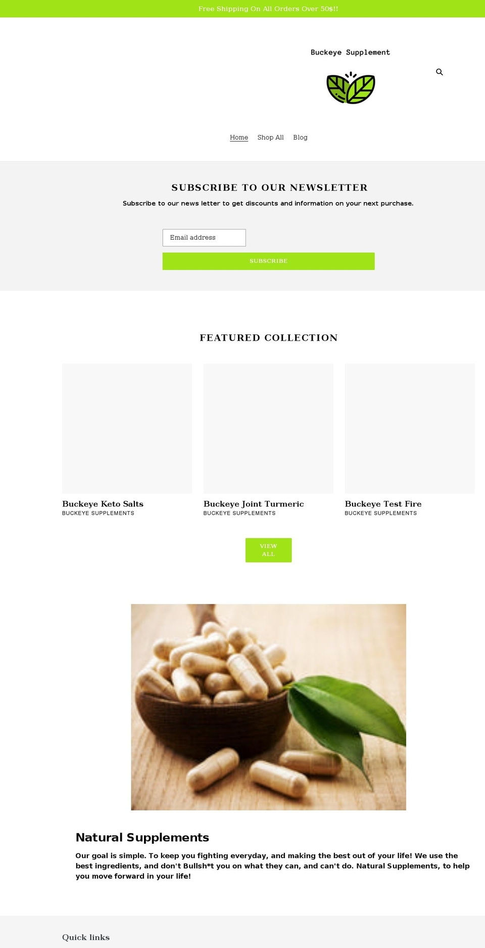 buckeyesupplement.com shopify website screenshot