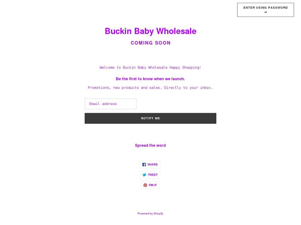 buckin-baby-wholesale.myshopify.com shopify website screenshot