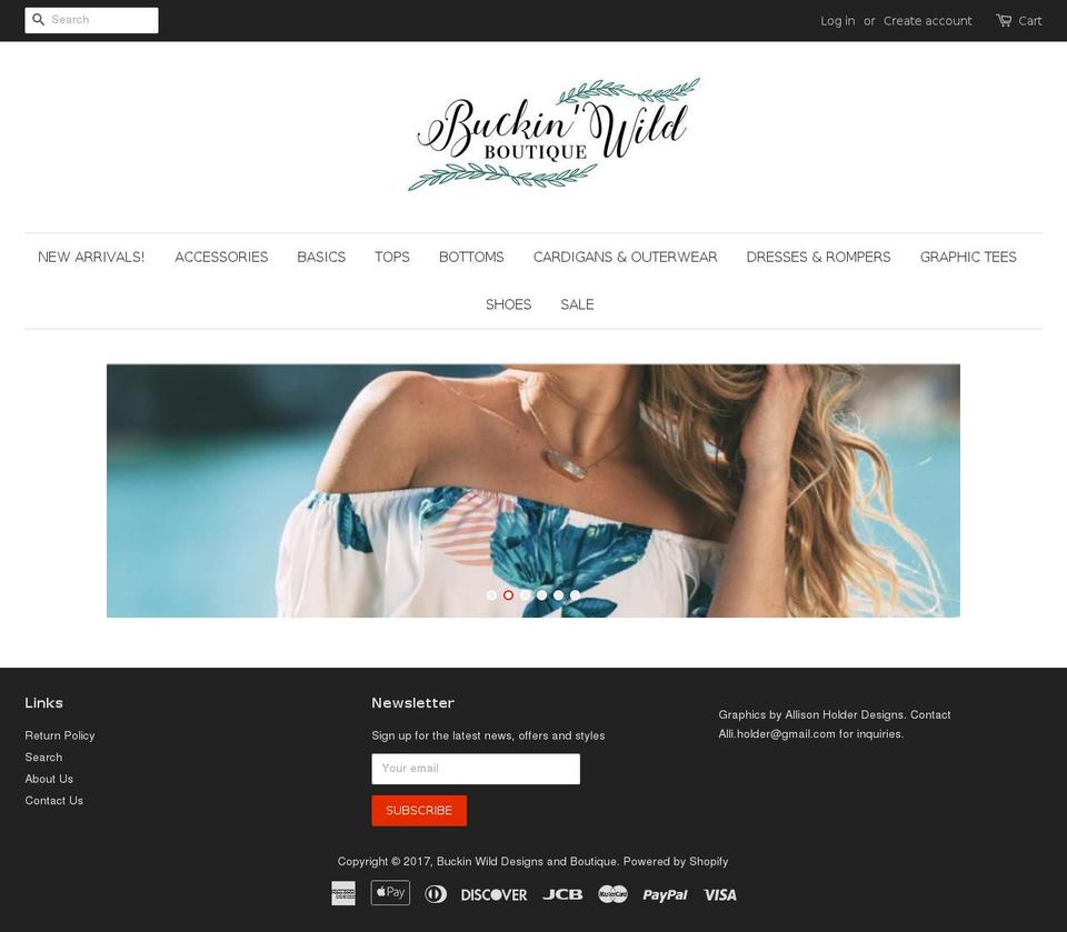 buckinwilddesigns.com shopify website screenshot