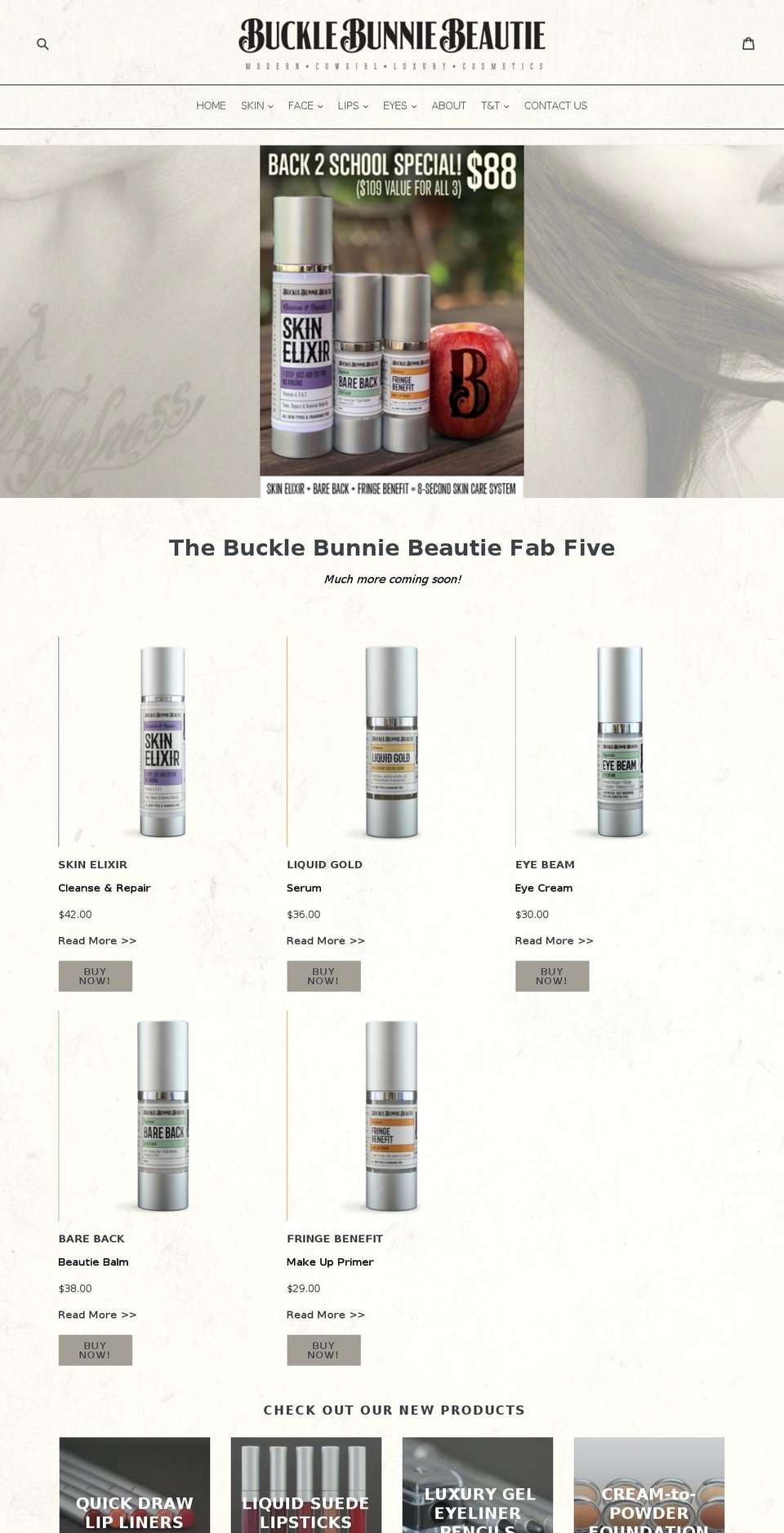 bucklebunniebeautie.com — Shopify storefront screenshot