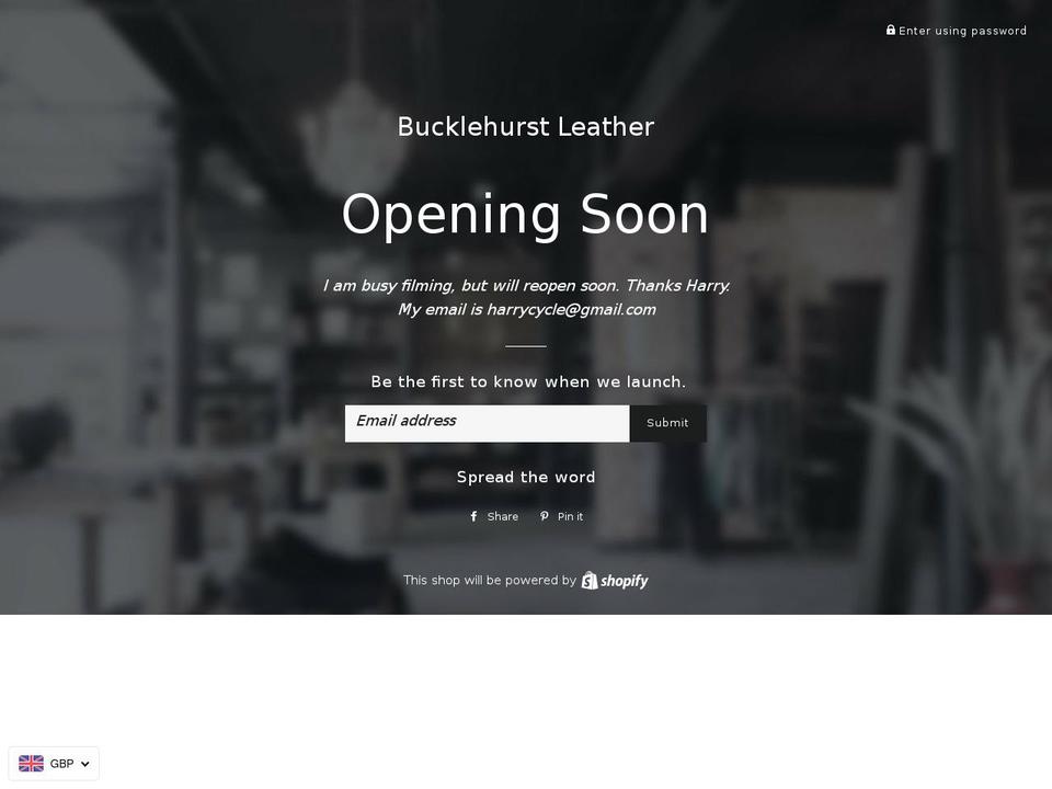 bucklehurstleather.co.uk shopify website screenshot