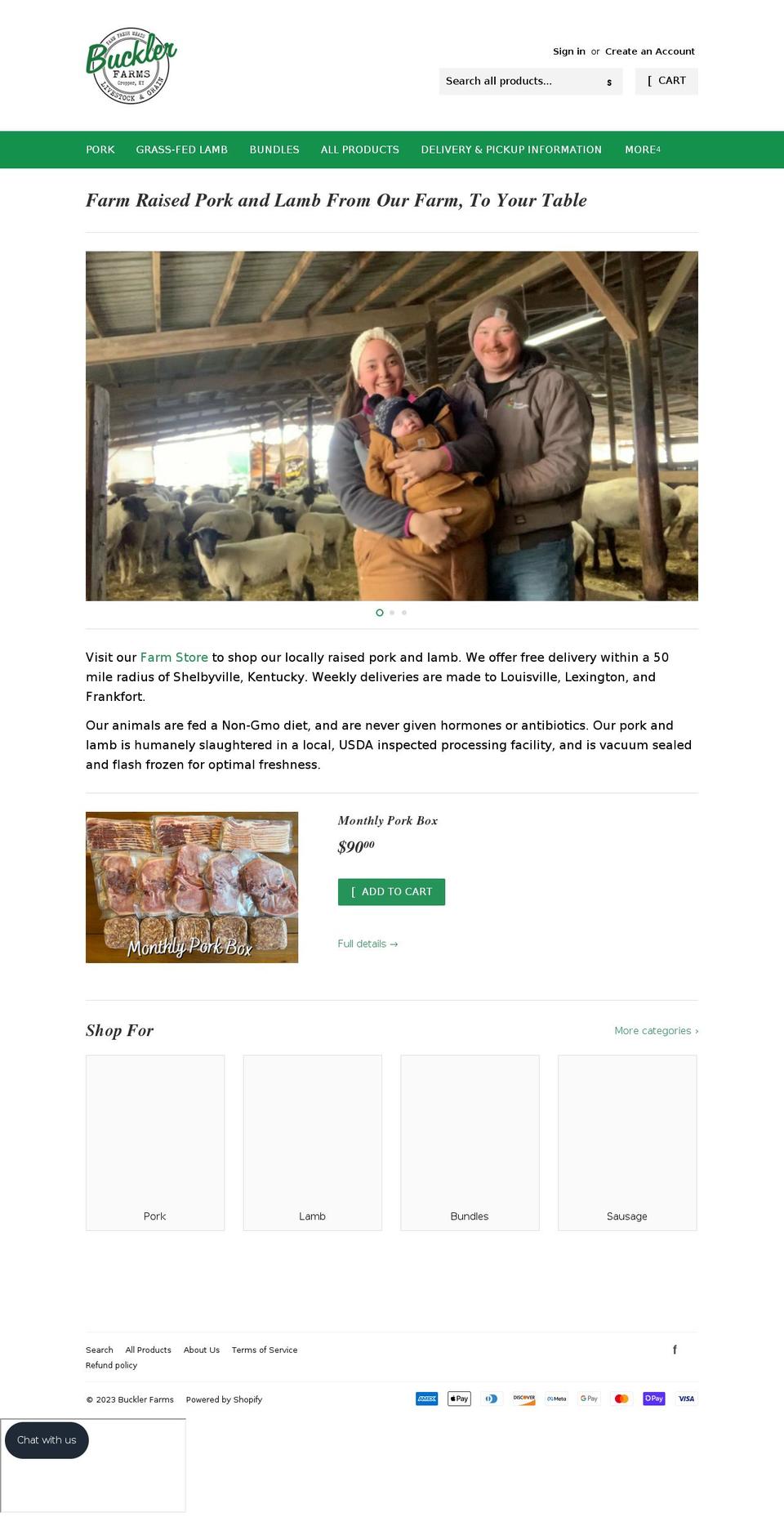 bucklerfarms.com shopify website screenshot