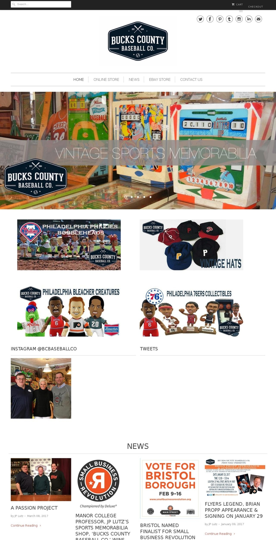 buckscountybaseballco.com shopify website screenshot