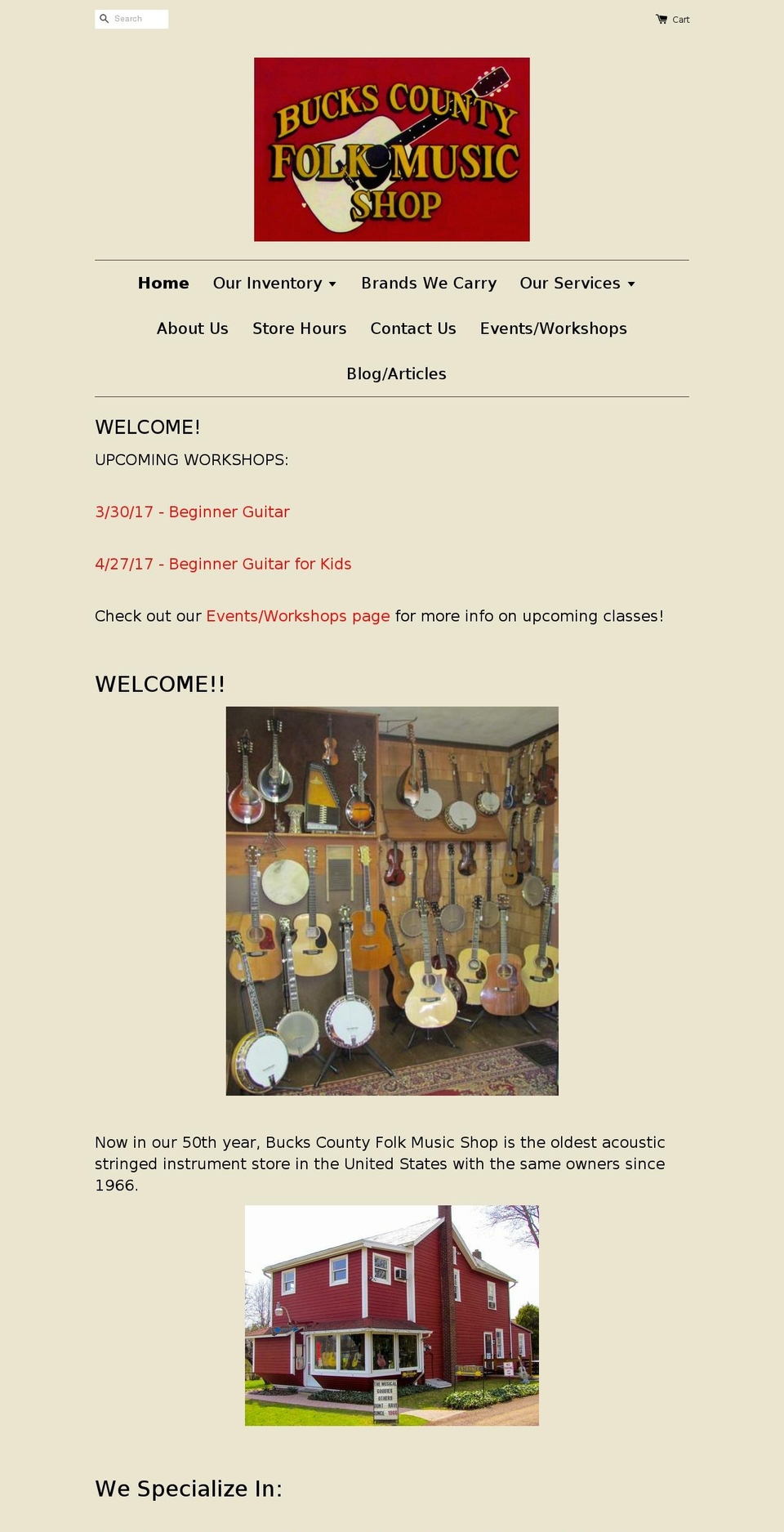 buckscountyfolkmusic.com shopify website screenshot