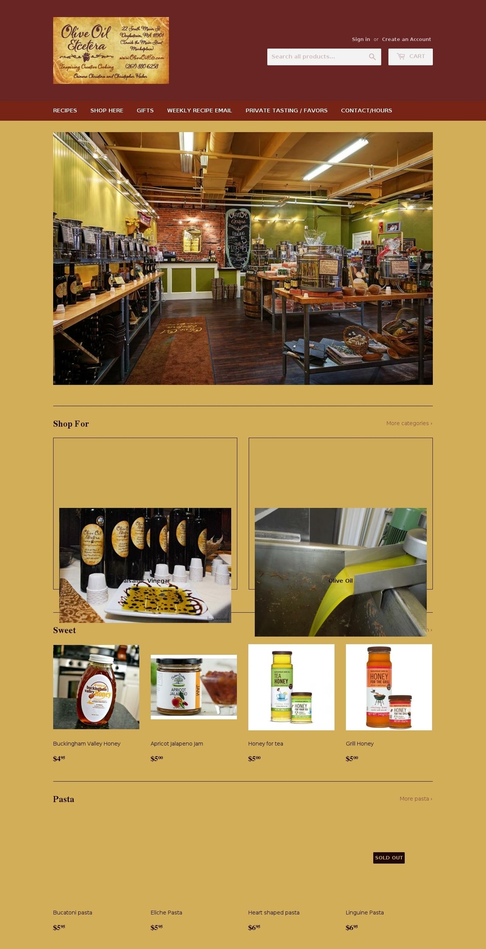 buckscountyoliveoil.com — Shopify storefront screenshot