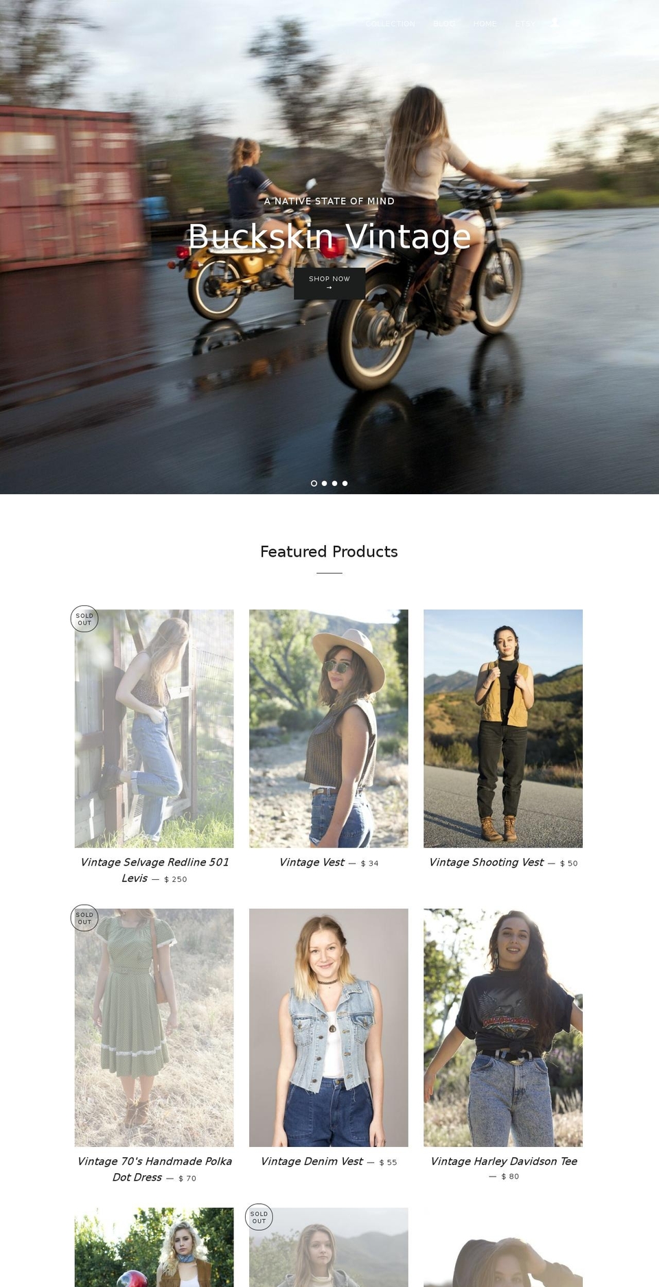 buckskinvintage.com shopify website screenshot