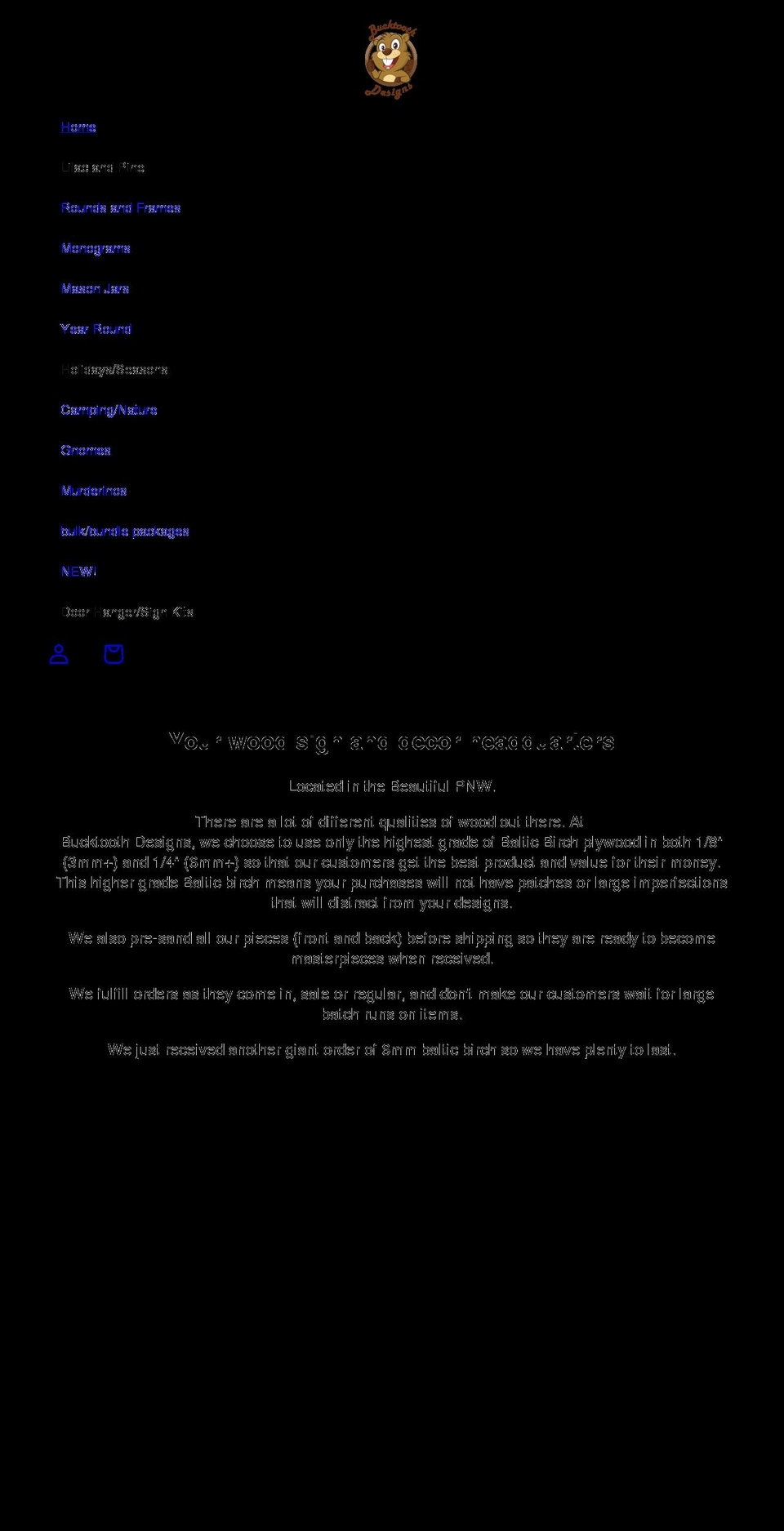bucktoothdesigns.com shopify website screenshot