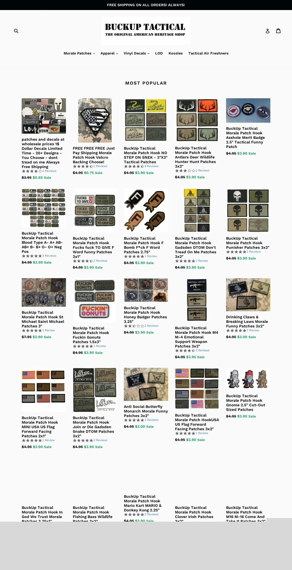 buckuptactical.com shopify website screenshot