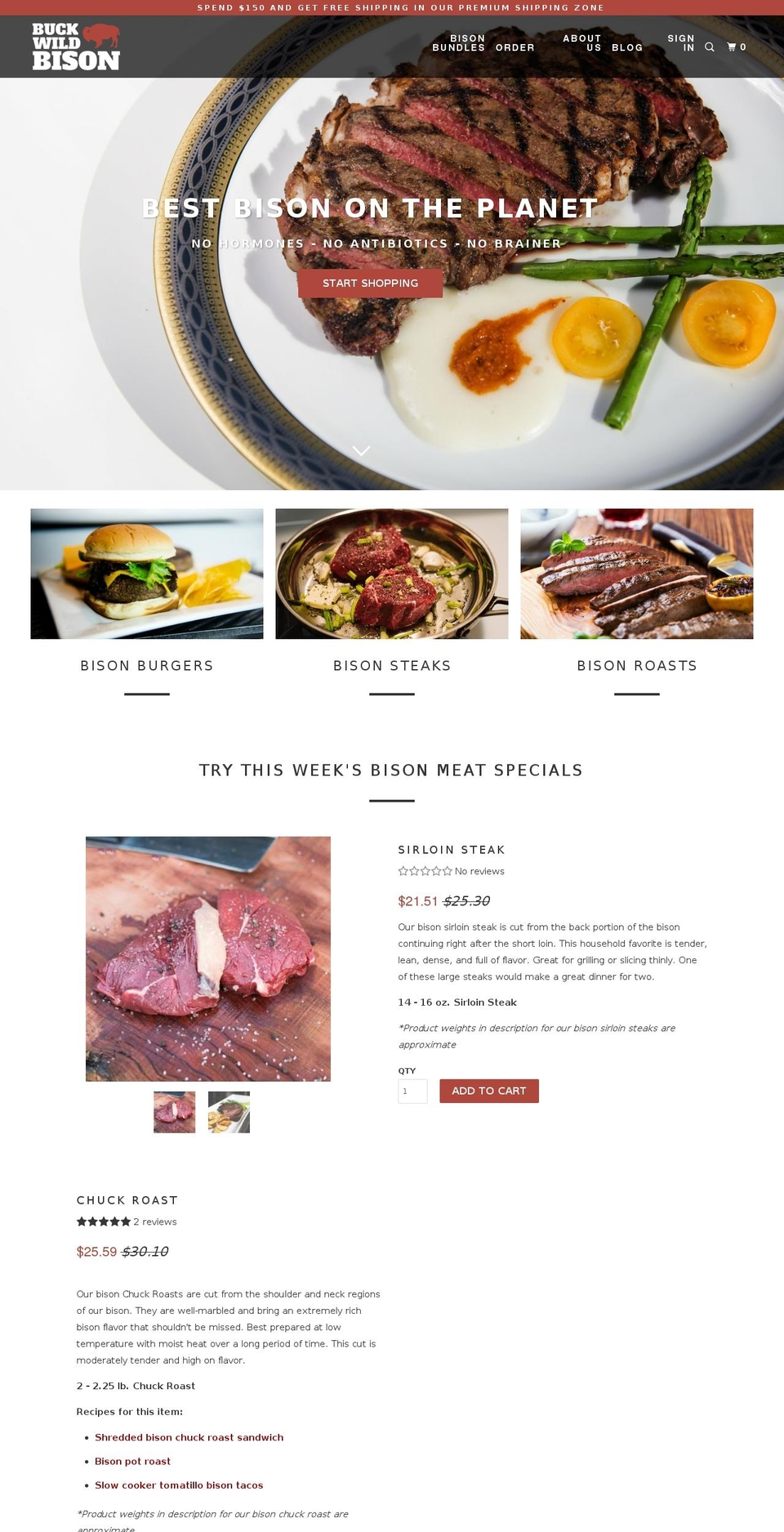 buckwildbison.com shopify website screenshot