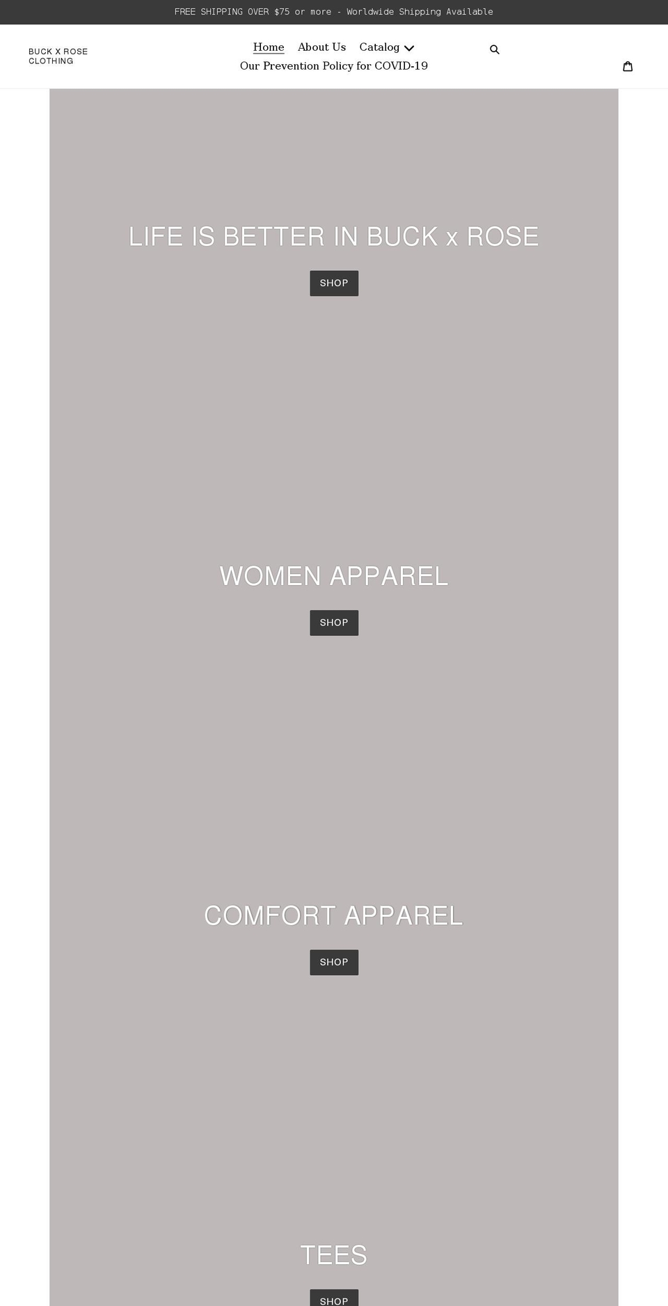 buckxrose.com shopify website screenshot