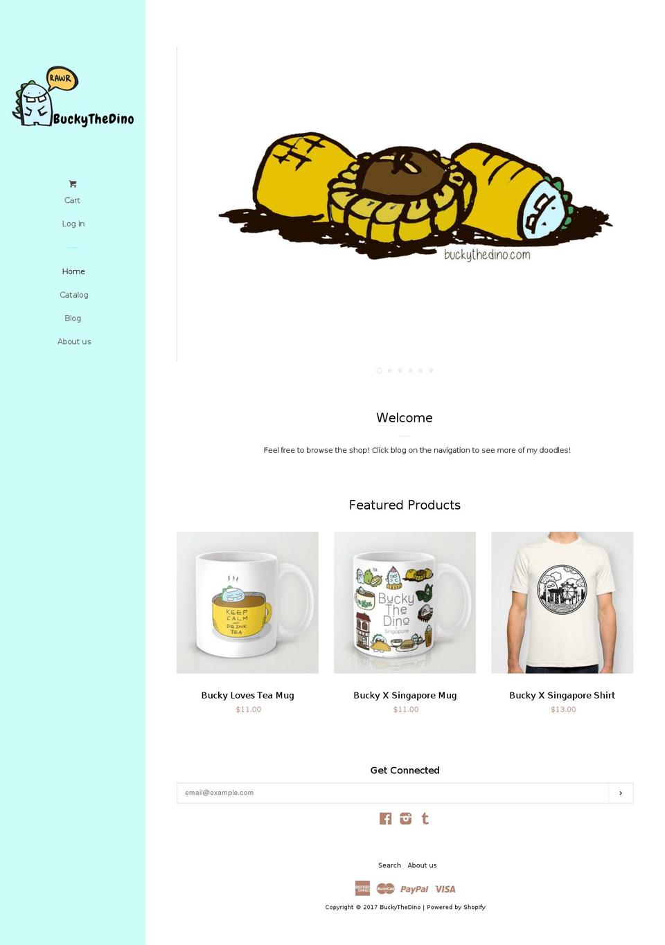 buckythedino.com shopify website screenshot