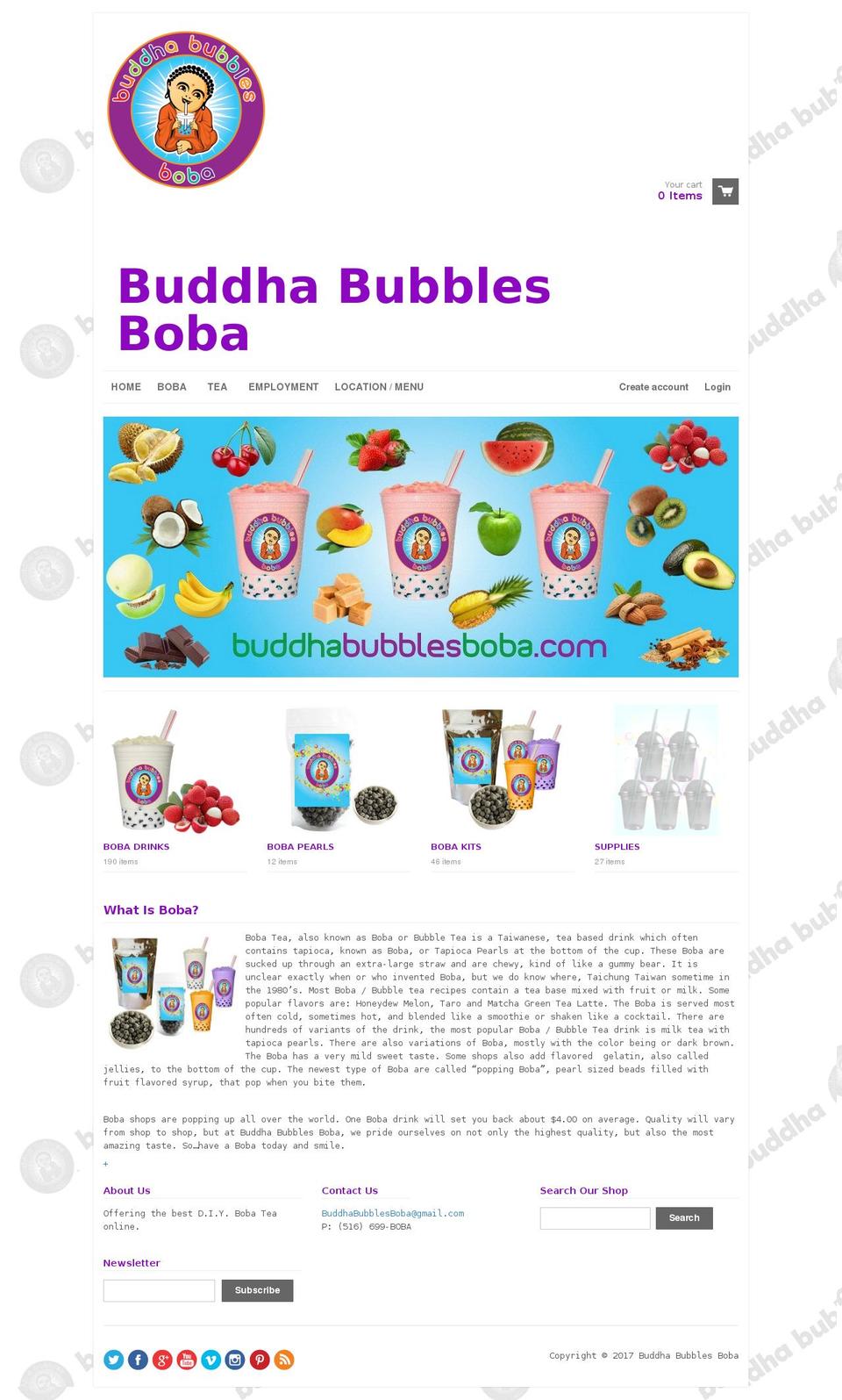 React Shopify theme site example buddhabubblesboba.com