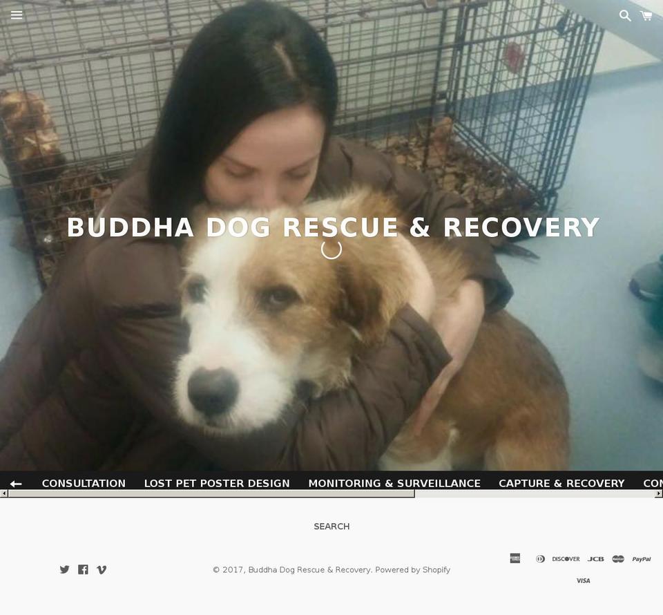 buddhadogrescueandrecovery.com shopify website screenshot