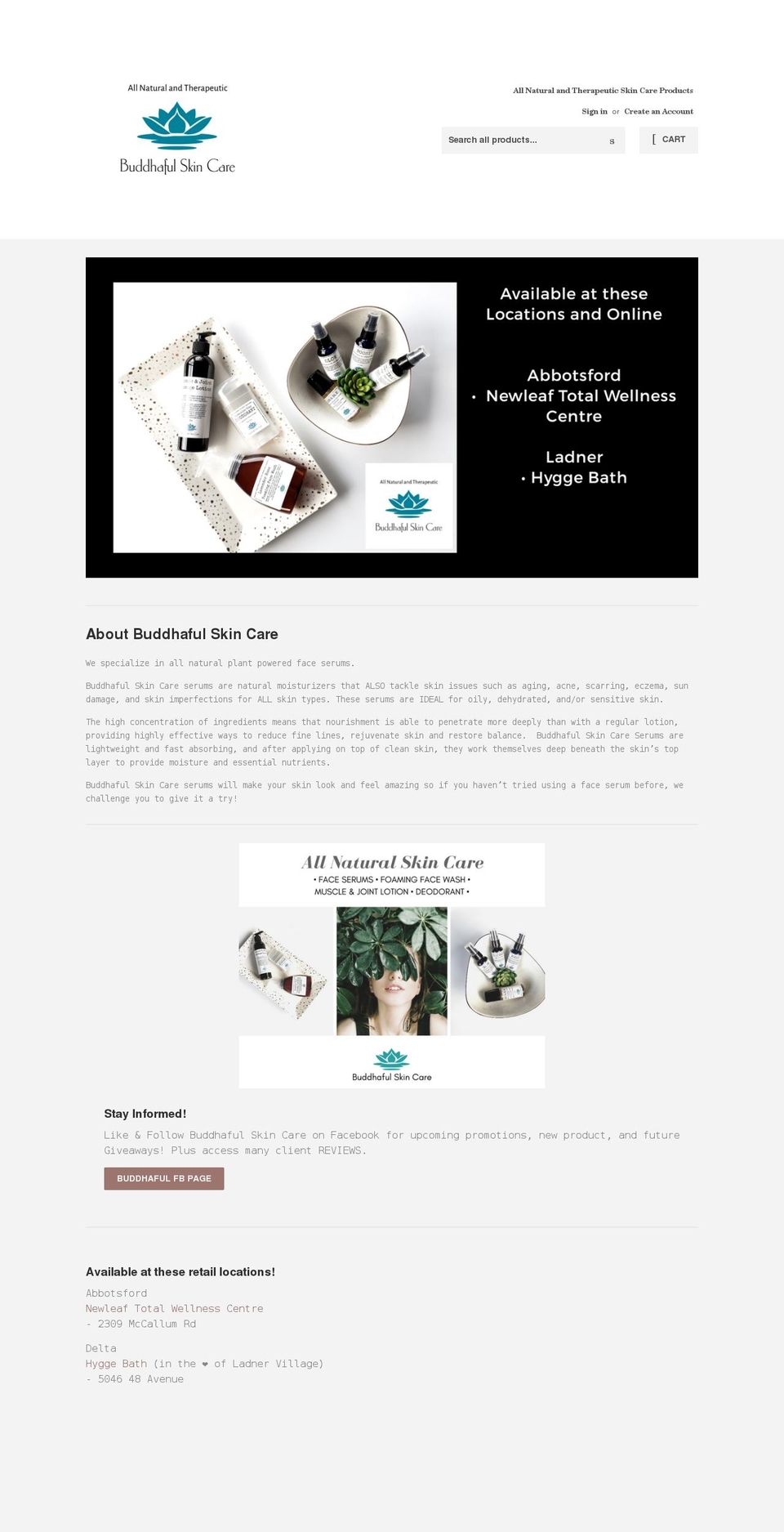 buddhafulskincare.ca shopify website screenshot
