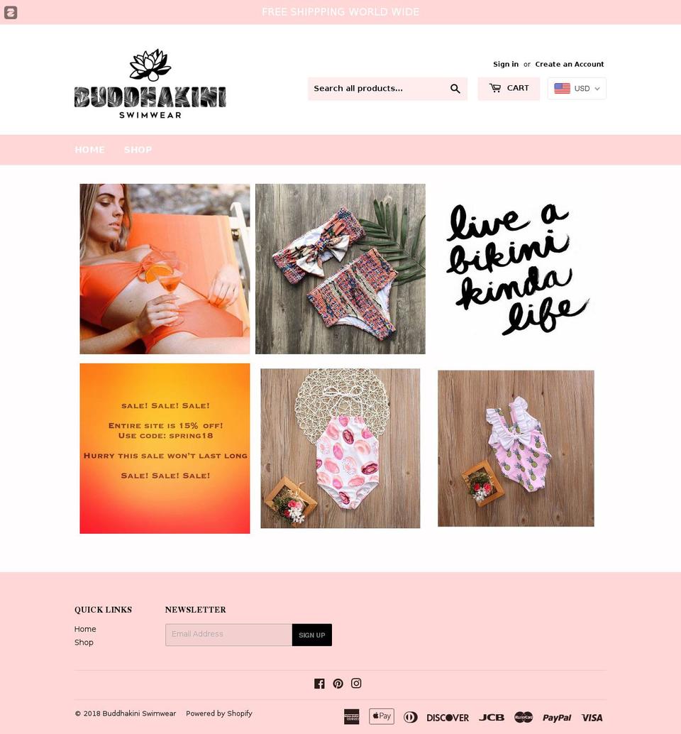 buddhakiniswimwear.com — Shopify storefront screenshot