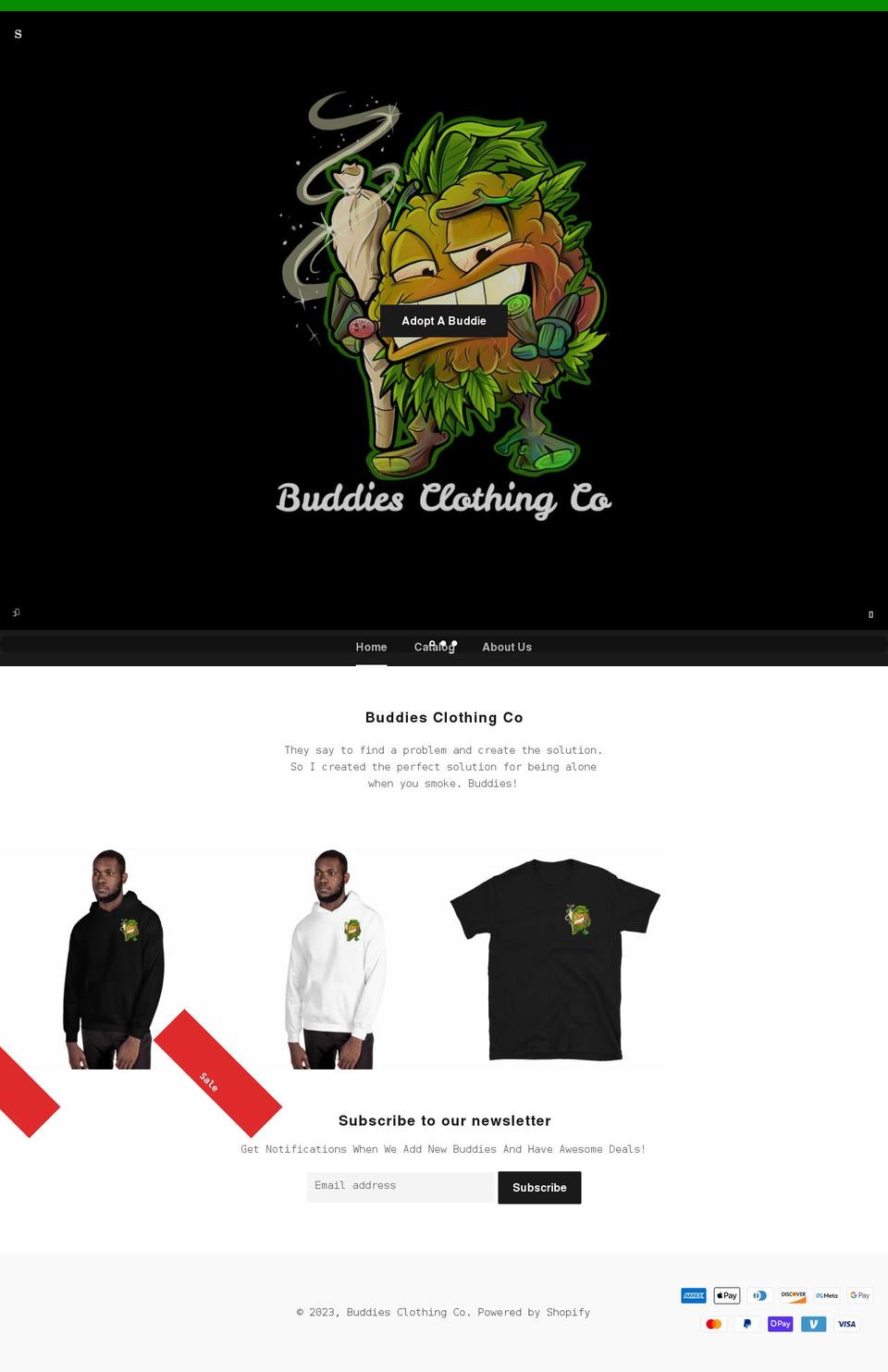 buddiesclothing.com shopify website screenshot