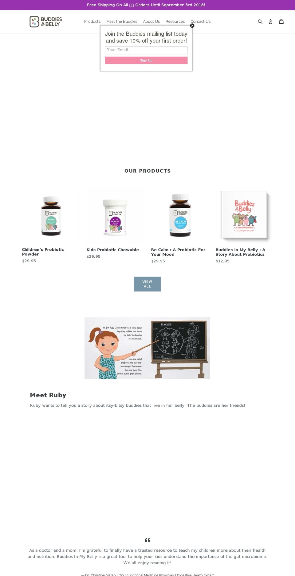 buddiesinmybelly.com — Shopify storefront screenshot