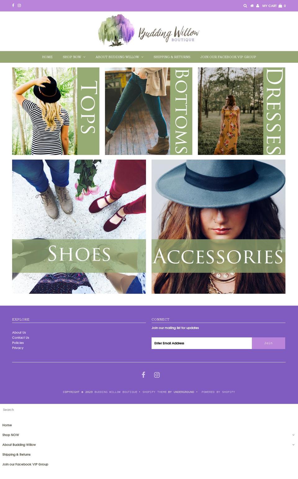 buddingwillow.com shopify website screenshot