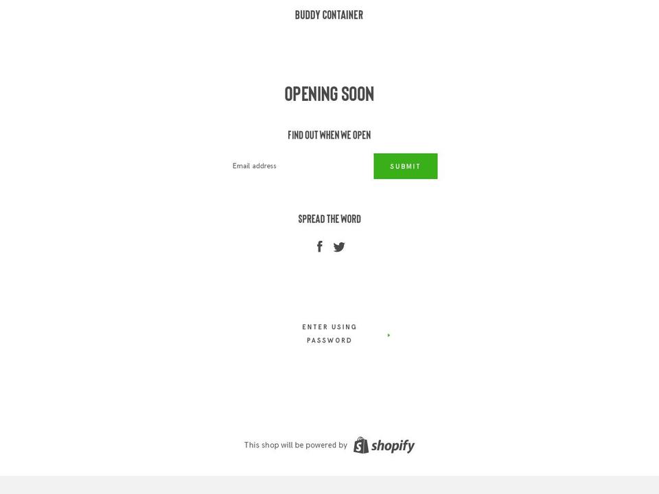 buddycontainer.com — Shopify storefront screenshot
