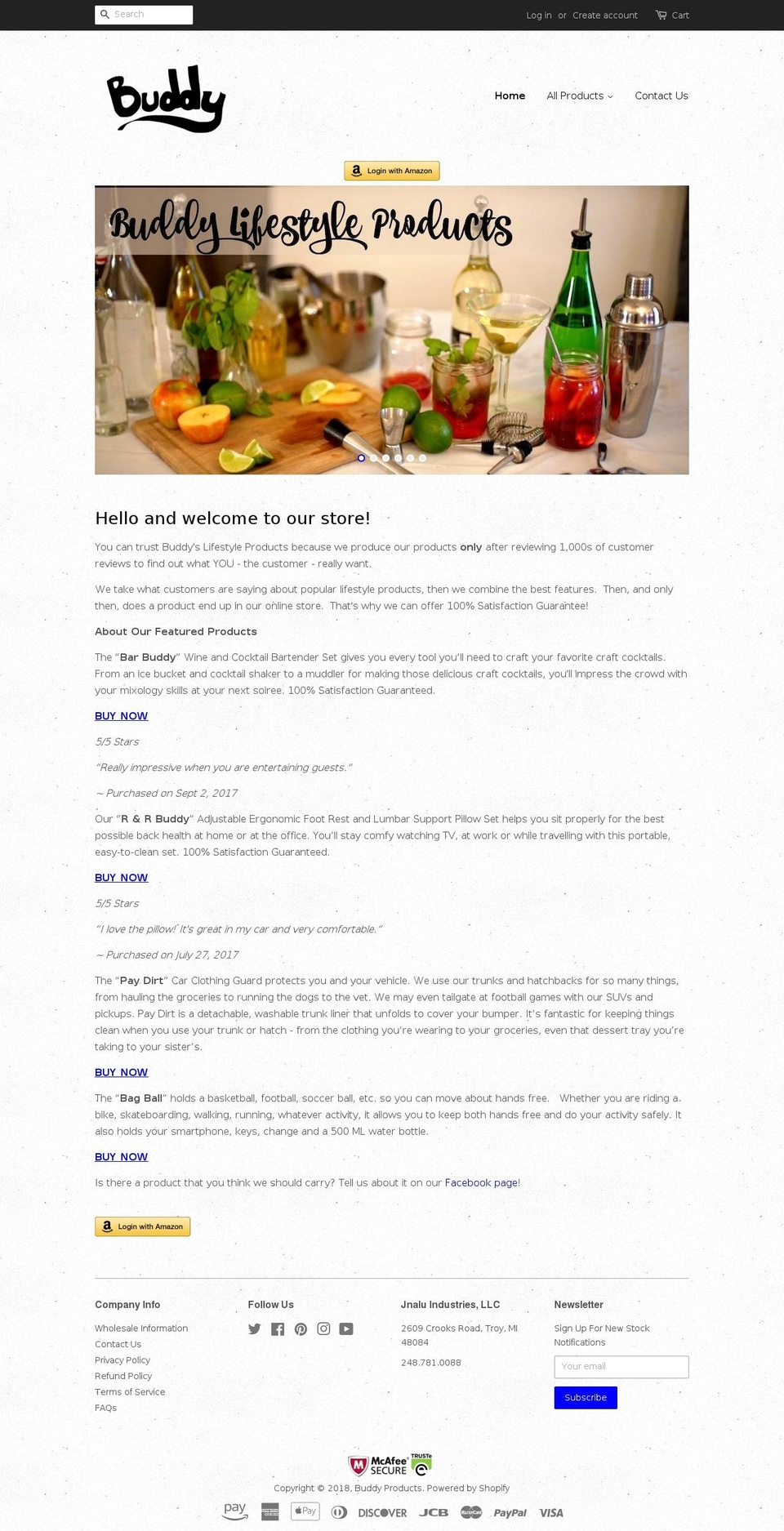 buddyproductsonline.com — Shopify storefront screenshot