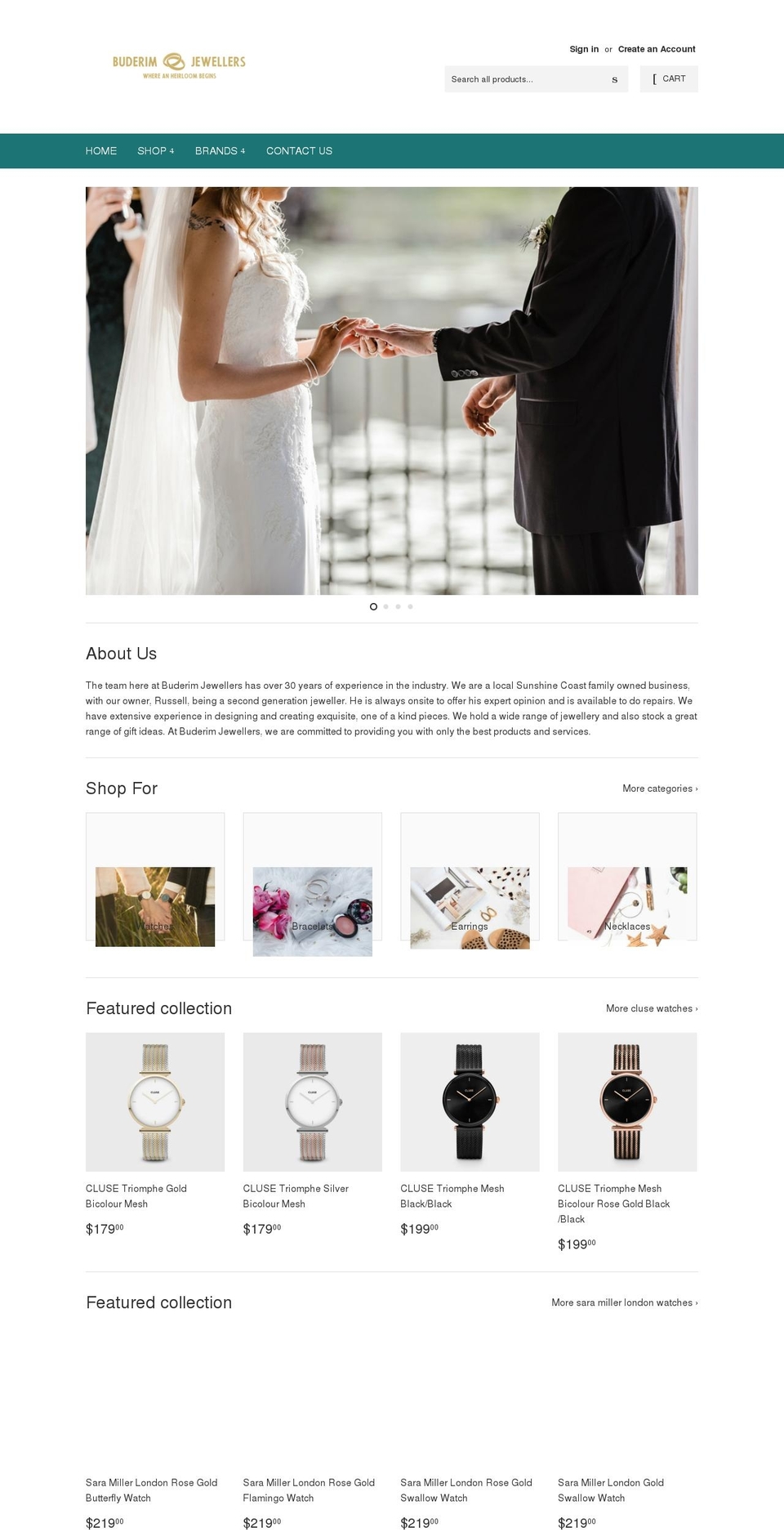 buderimjewellers.com shopify website screenshot