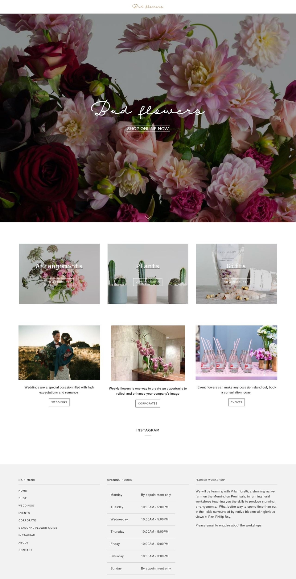 budflowers.com.au shopify website screenshot