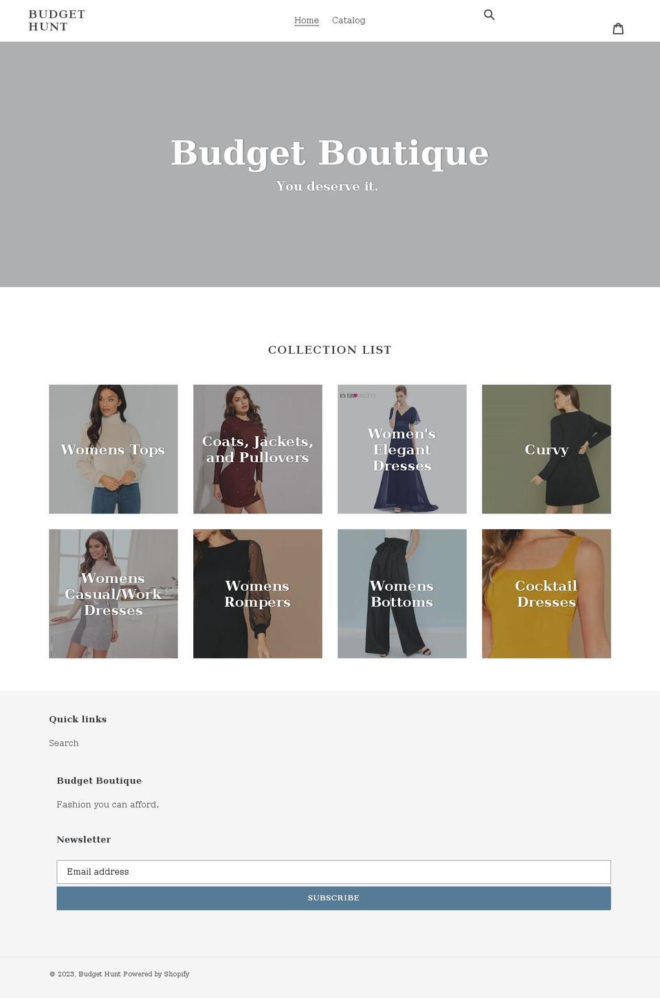 budgetboutique.net shopify website screenshot