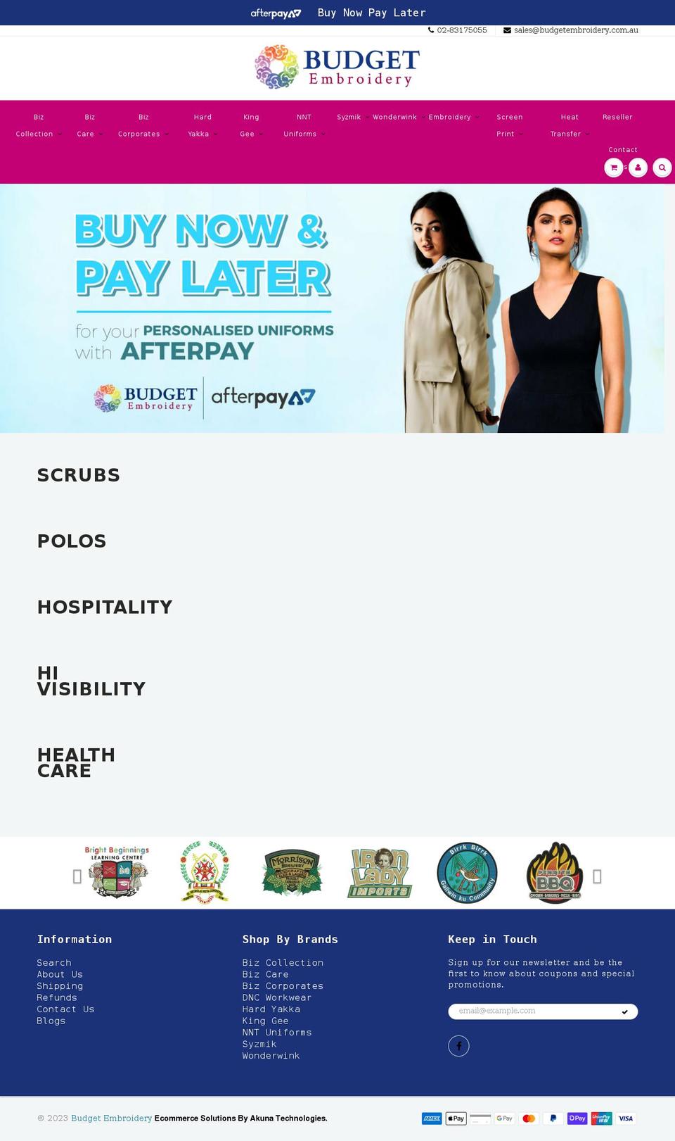budgetembroidery.com.au shopify website screenshot