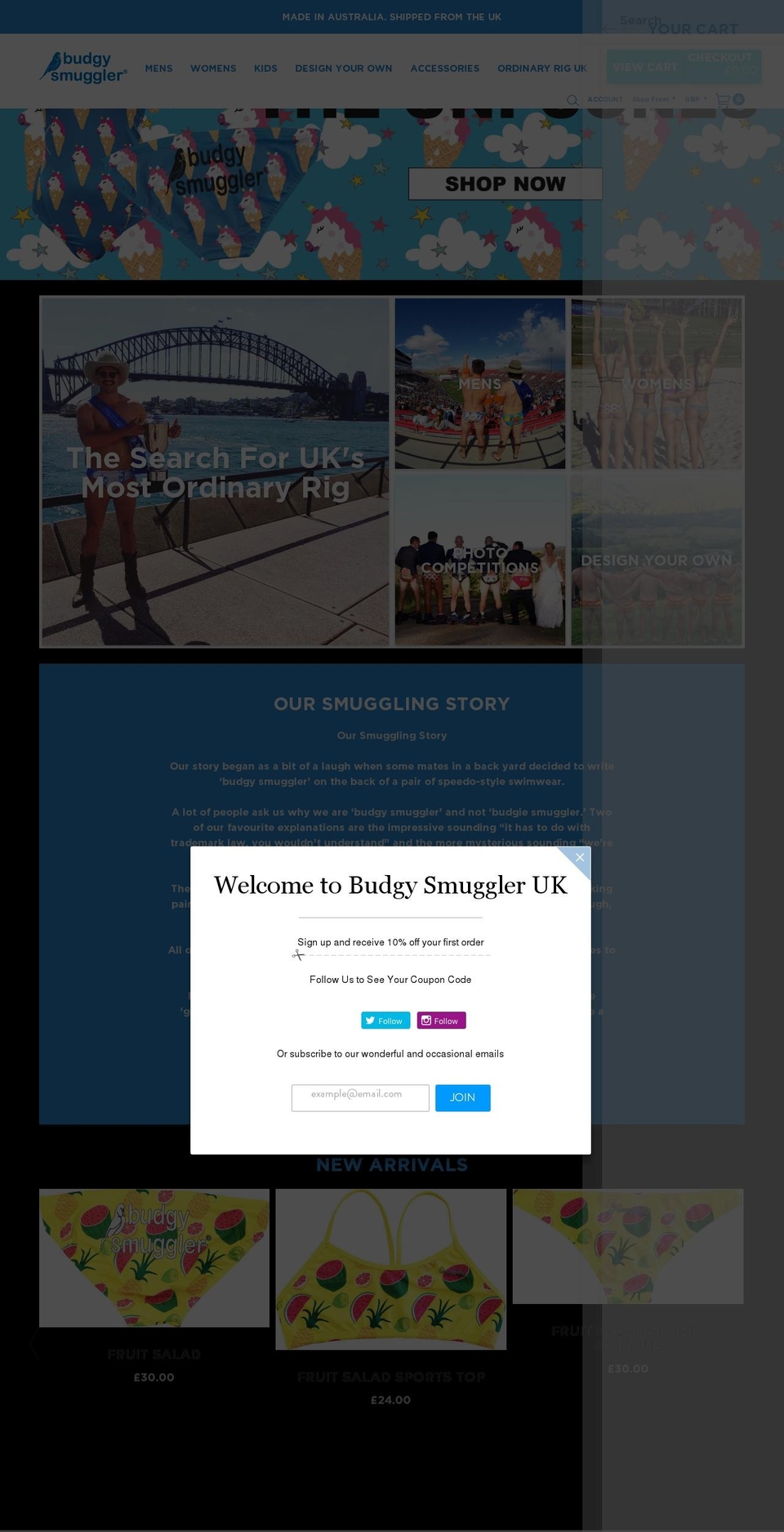 budgysmuggleruk.com shopify website screenshot