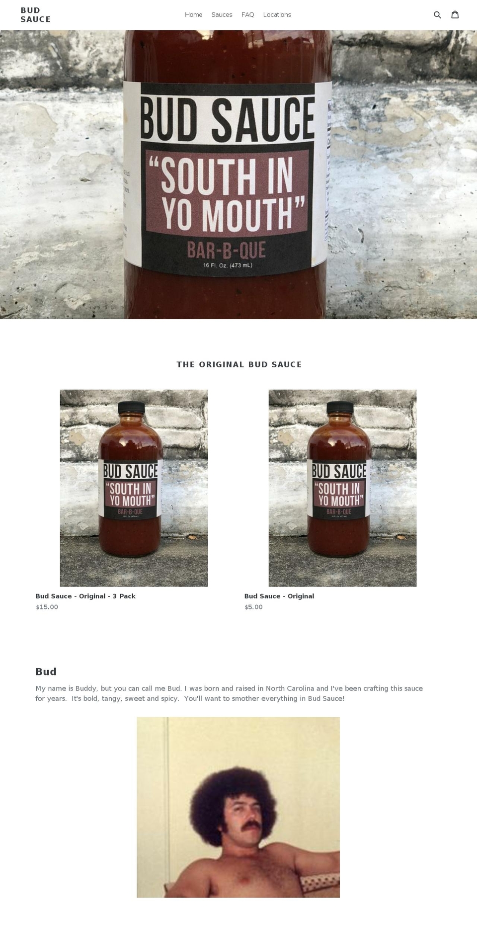 budsaucenc.com — Shopify storefront screenshot