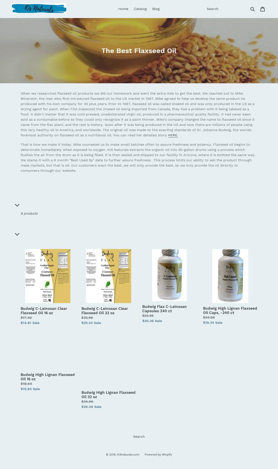budwigflax.com — Shopify storefront screenshot