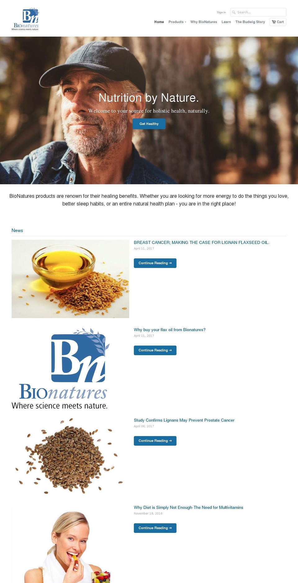 budwigflaxoil.com shopify website screenshot