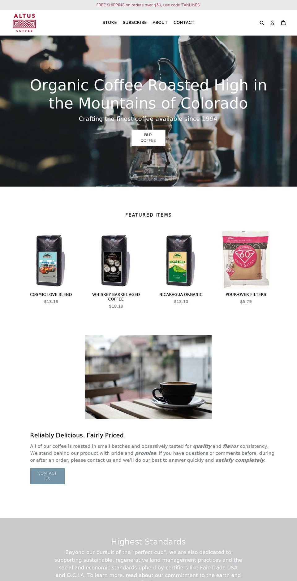 buenavistaroastery.com — Shopify storefront screenshot