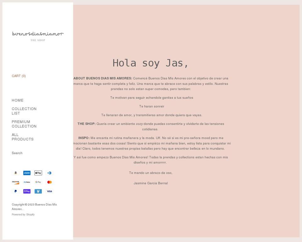 buenosdiasmisamores.com shopify website screenshot