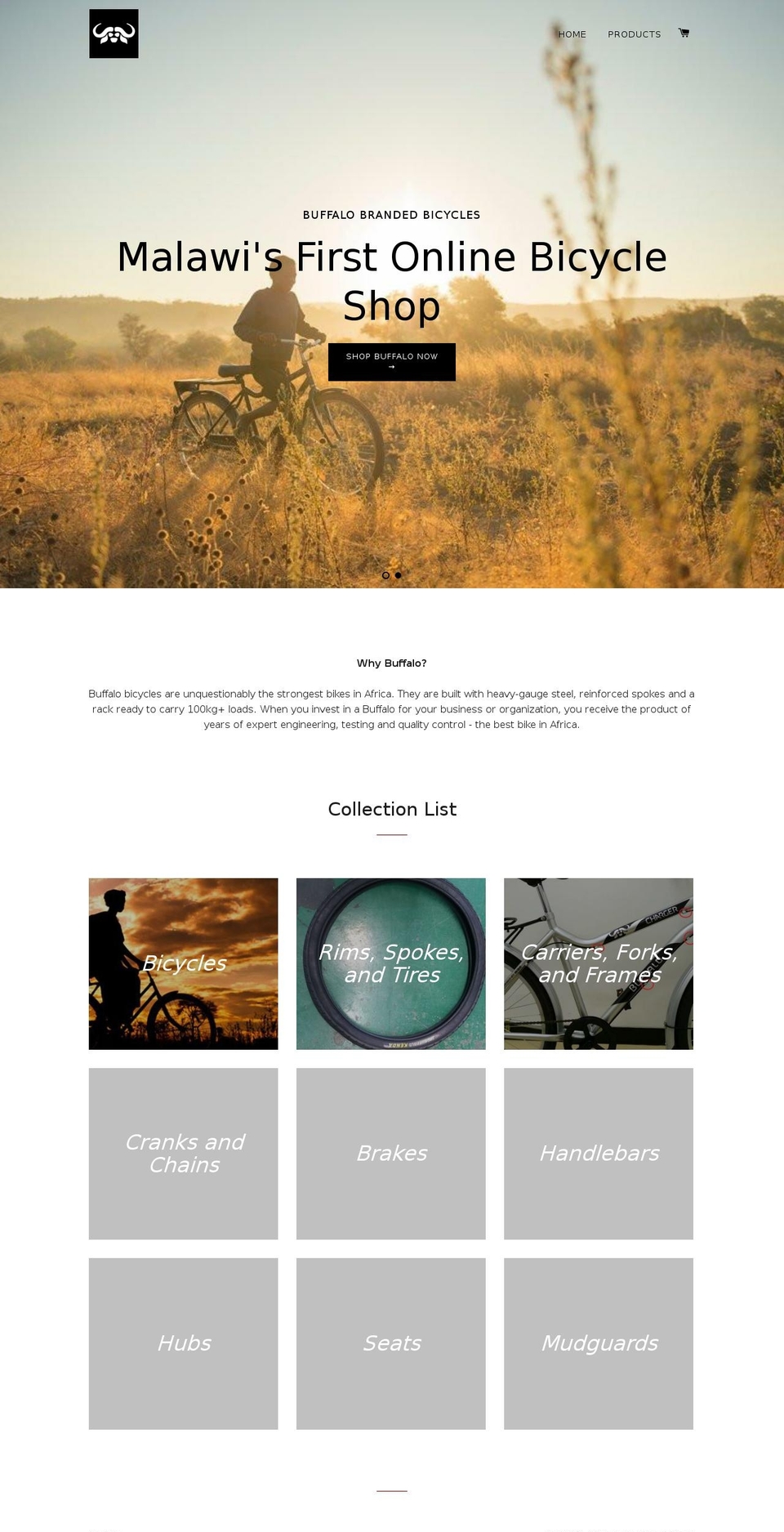 buffalobicyclesmalawi.biz shopify website screenshot