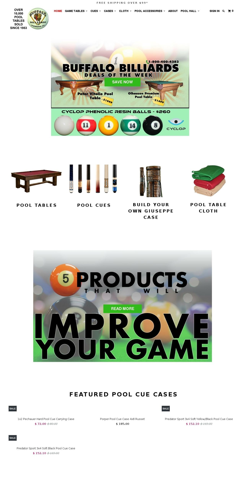 buffalobilliard.com shopify website screenshot