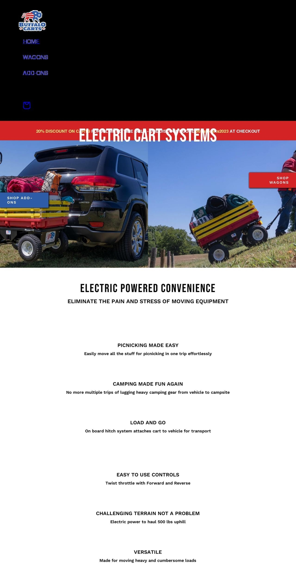 buffalocarts.com shopify website screenshot